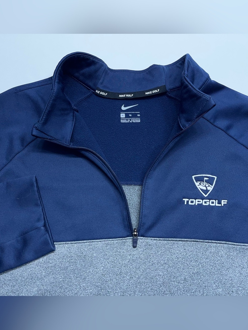 Nike Golf Pullover Mens Size XL Blue Gray 1/4 Zip Long Sleeve Top Golf Preppy